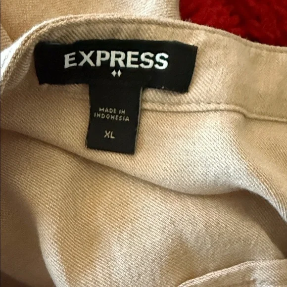 Express Beige Button-Down Blouse - Picture 4 of 4